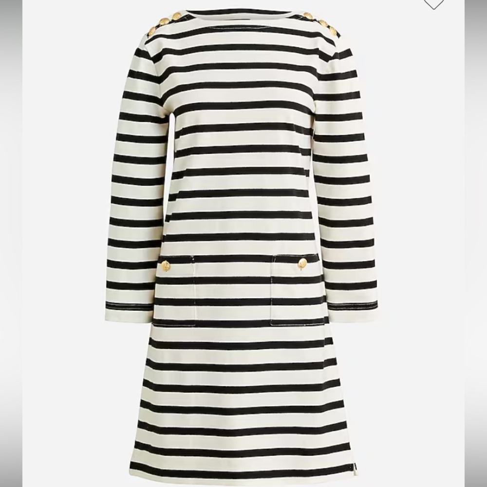 J. Crew Black and Cream Striped Dress